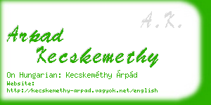 arpad kecskemethy business card