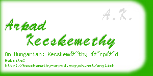 arpad kecskemethy business card